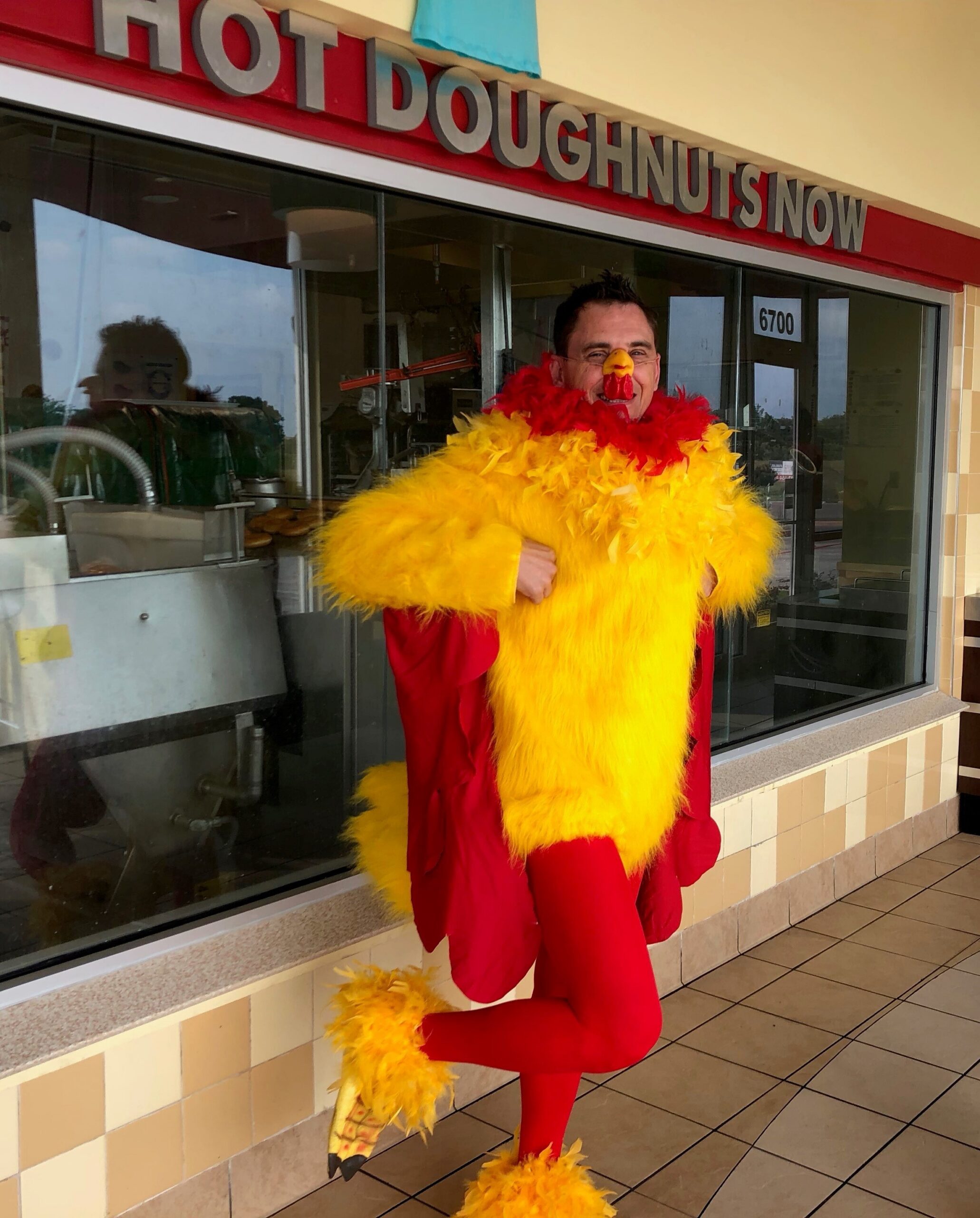 Chicken Gram singing telegram Krispy Kreme surprise Dallas Fort Worth