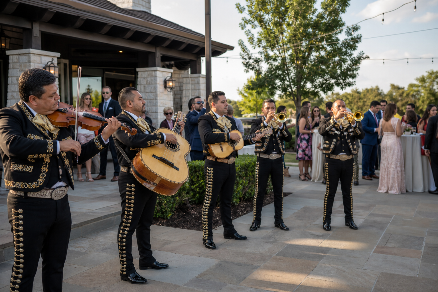 Professional mariachi band performing at a Dallas Fort Worth wedding cocktail hour