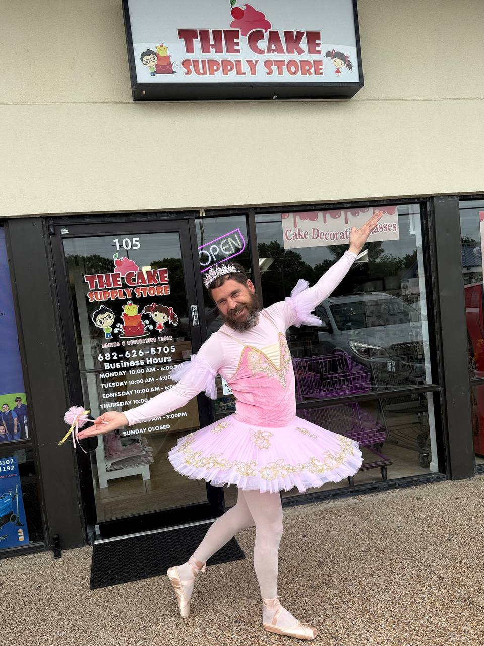 Archive Bearded Ballerina full-costume photo for Dallas-Fort Worth bookings Archive Bearded Ballerina full-costume photo used to illustrate Dallas-Fort Worth bookings