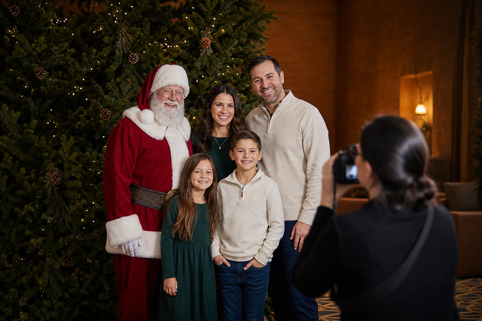Professional Santa photo op at a Texas corporate family event